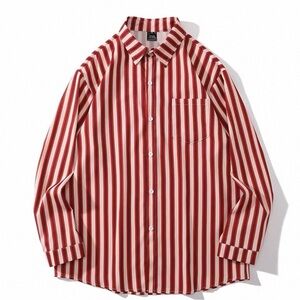 Classic Red Striped Men's Button Down Shirt